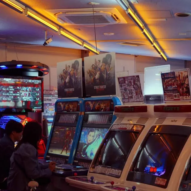 Players at an arcade in Akihabara, Tokyo